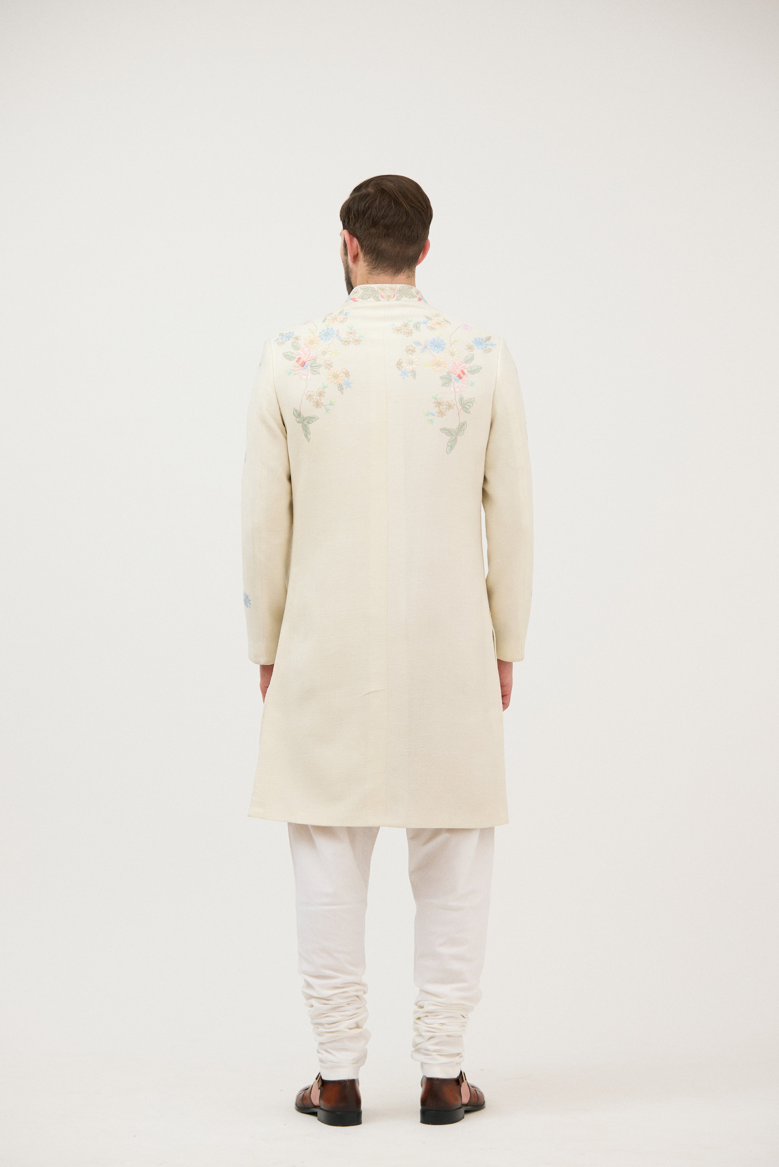 Shehzaada Multicolou Resham Sherwani With Kurta Set