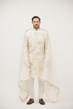 Shehzaada Multicolou Resham Sherwani With Kurta Set