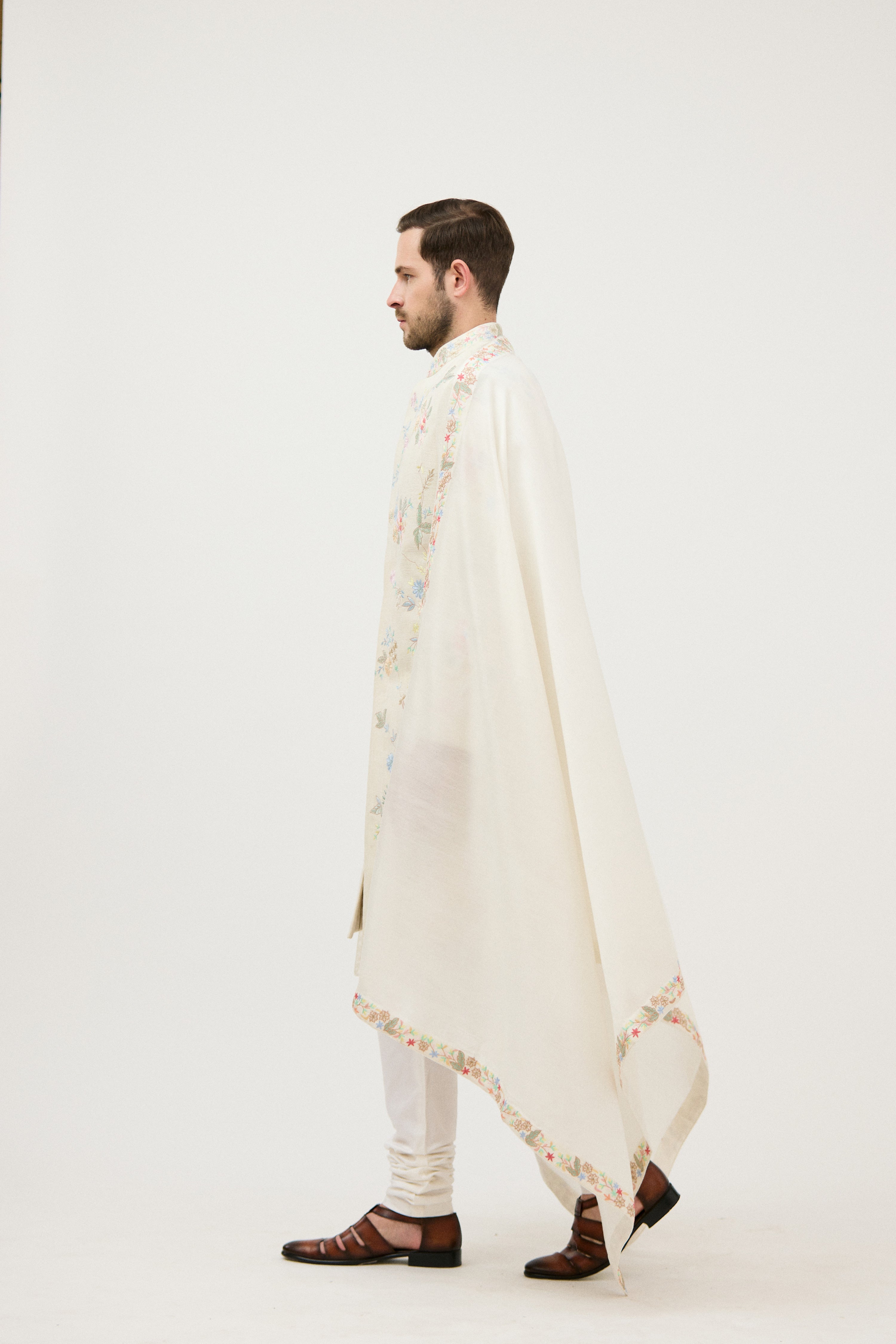 Shehzaada Multicolou Resham Sherwani With Kurta Set