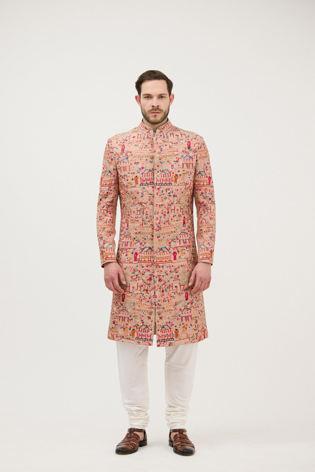 Pharsi Elegance Hand Resham Sherwani With Kurta Set