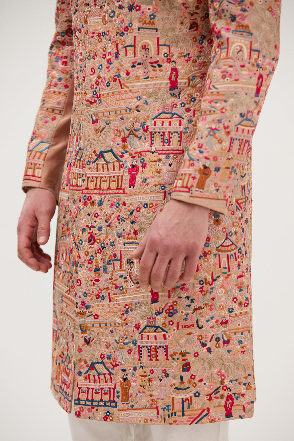 Pharsi Elegance Hand Resham Sherwani With Kurta Set