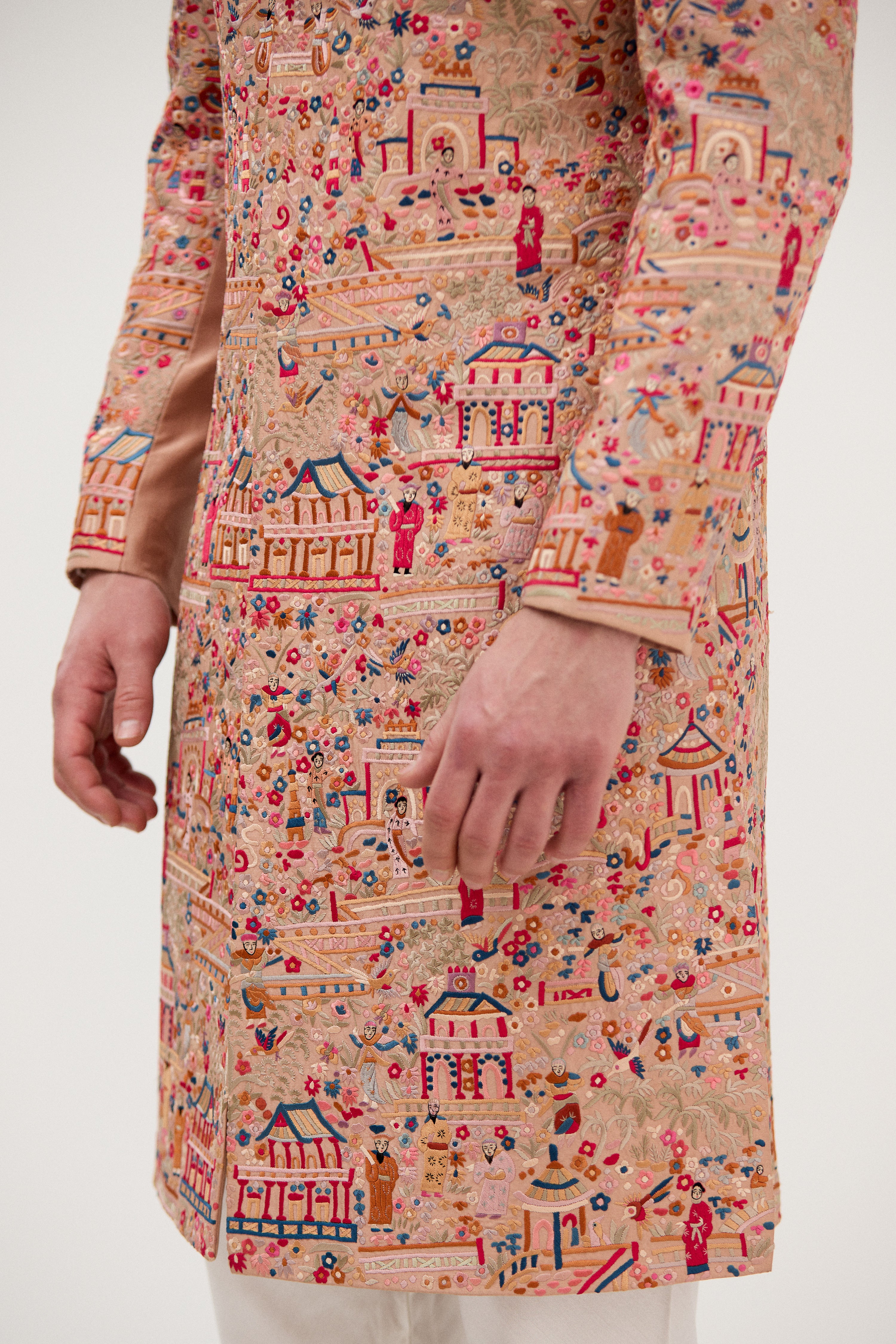 Pharsi Elegance Hand Resham Sherwani With Kurta Set