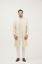 Darbar-e-Khaas Front-Open Mirror Embroidered Achkan Sherwani with Kurta Set