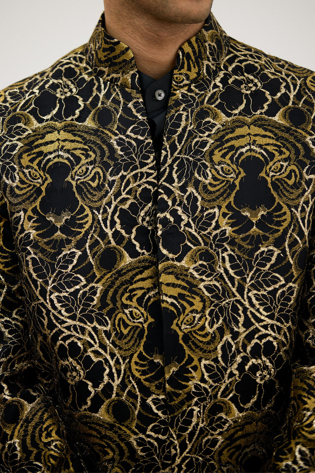 The Royal Tiger Lace Signature V-Neck Indo Western