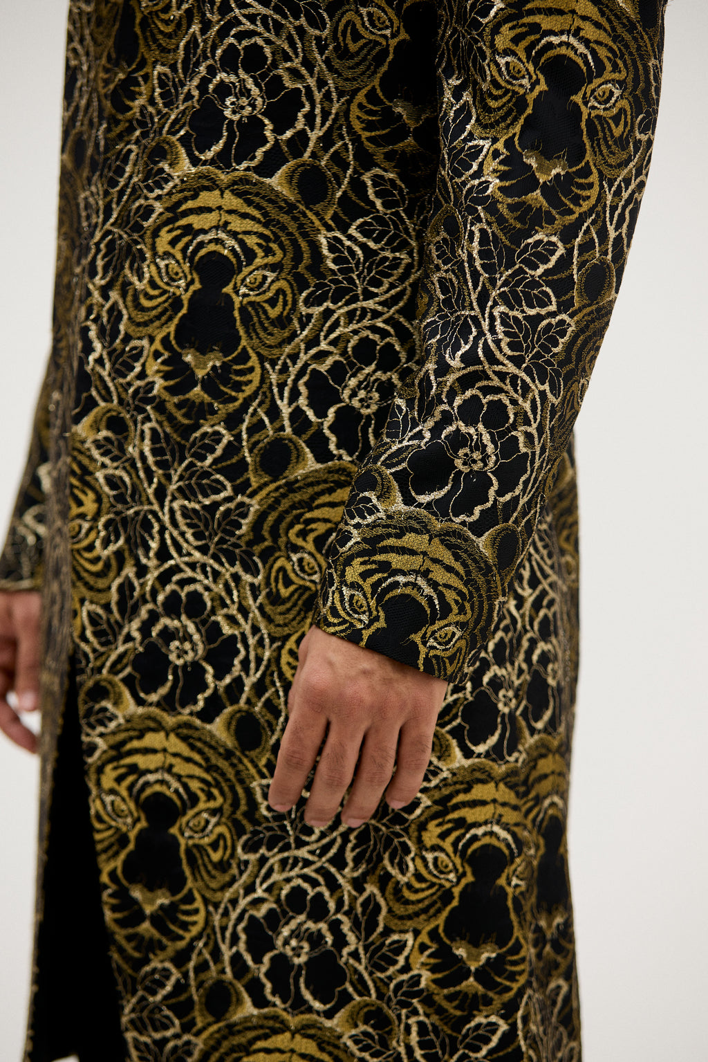 The Royal Tiger Lace Signature V-Neck Indo Western