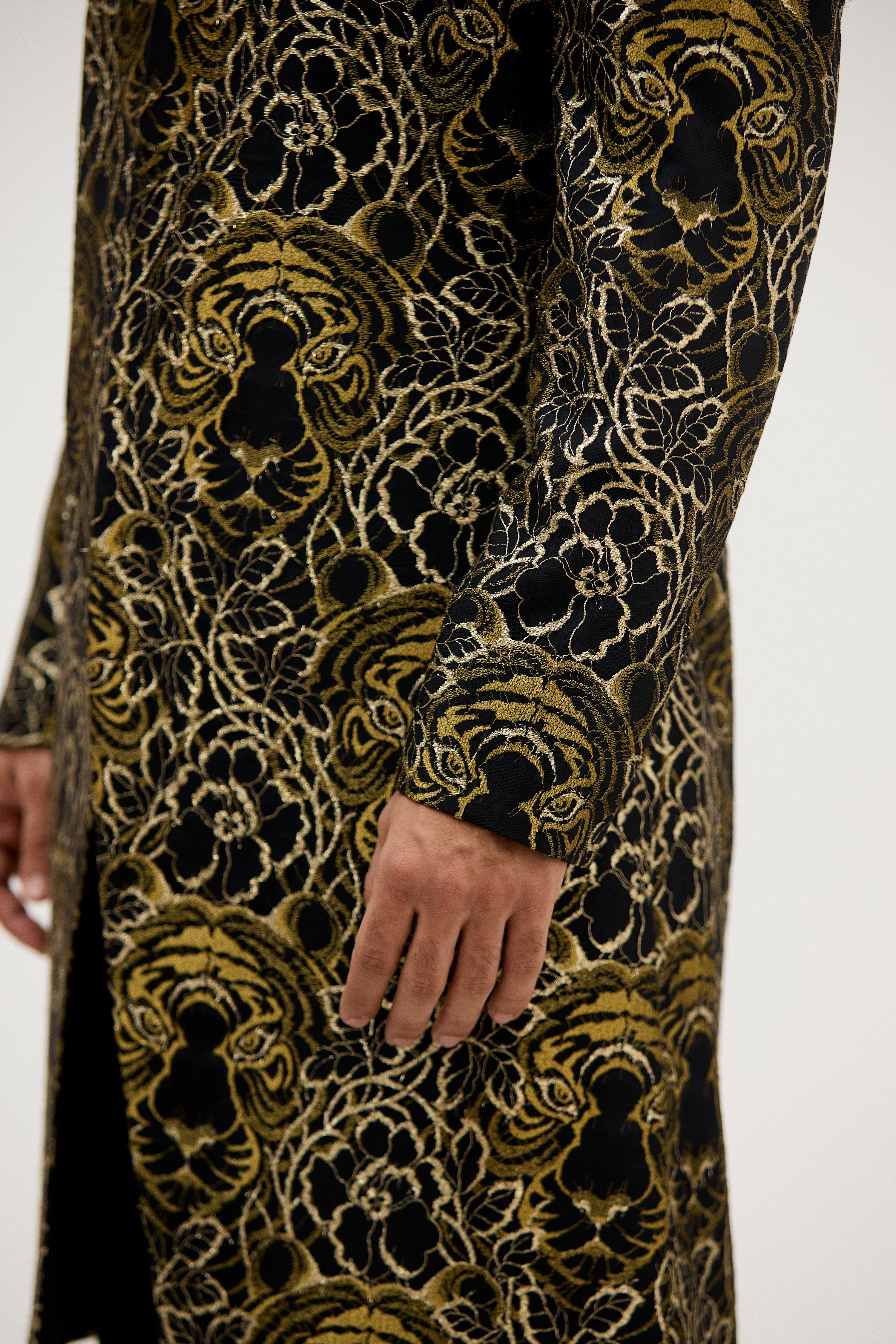 The Royal Tiger Lace Signature V-Neck Indo Western