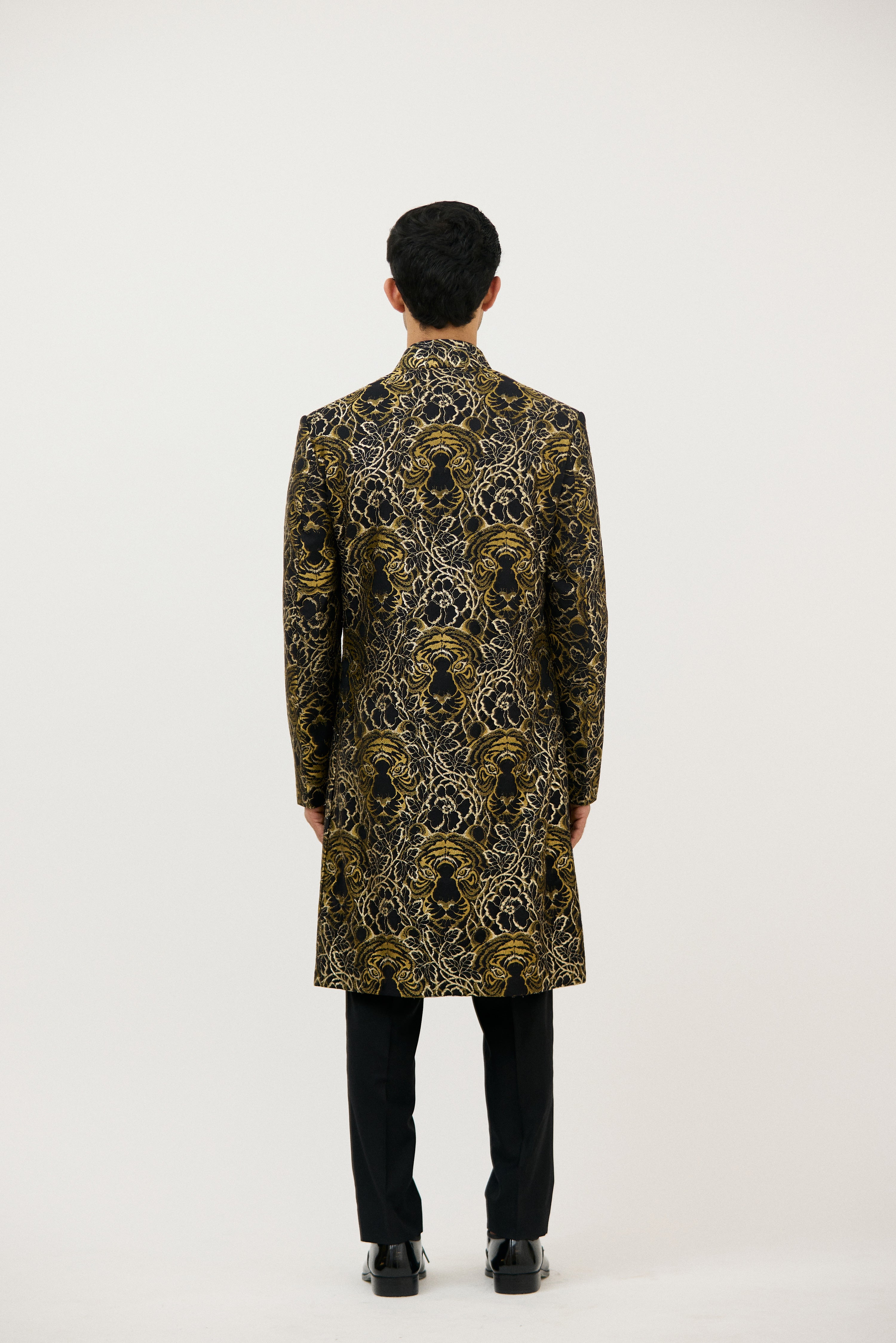 The Royal Tiger Lace Signature V-Neck Indo Western