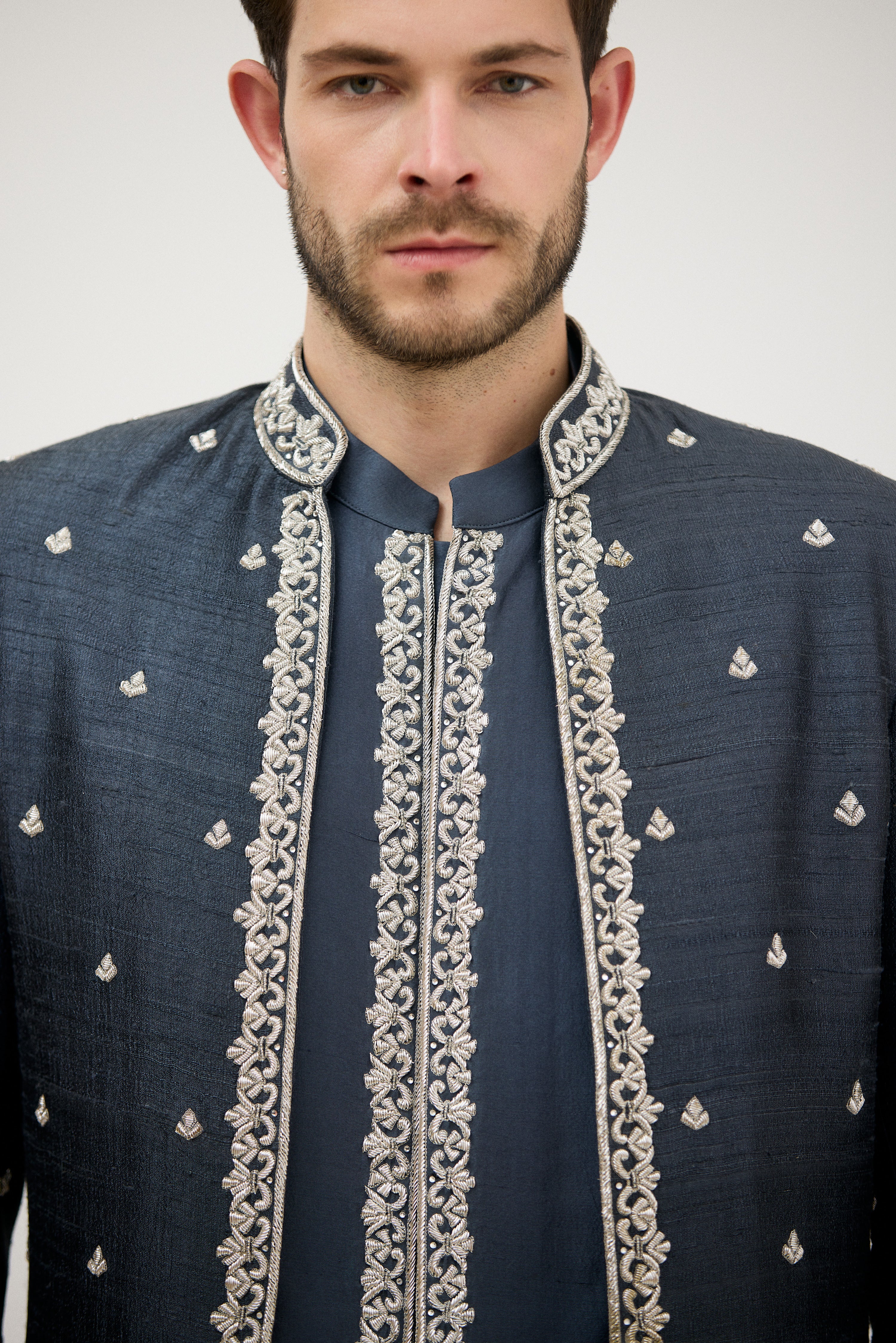 Naqsh-e-Darbar Royal Front Open Dabka Achkan Sherwani with Kurta Set