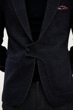 Mehfil-e-Darbar Notch Lapel with Curved Wrap-Style Blazer