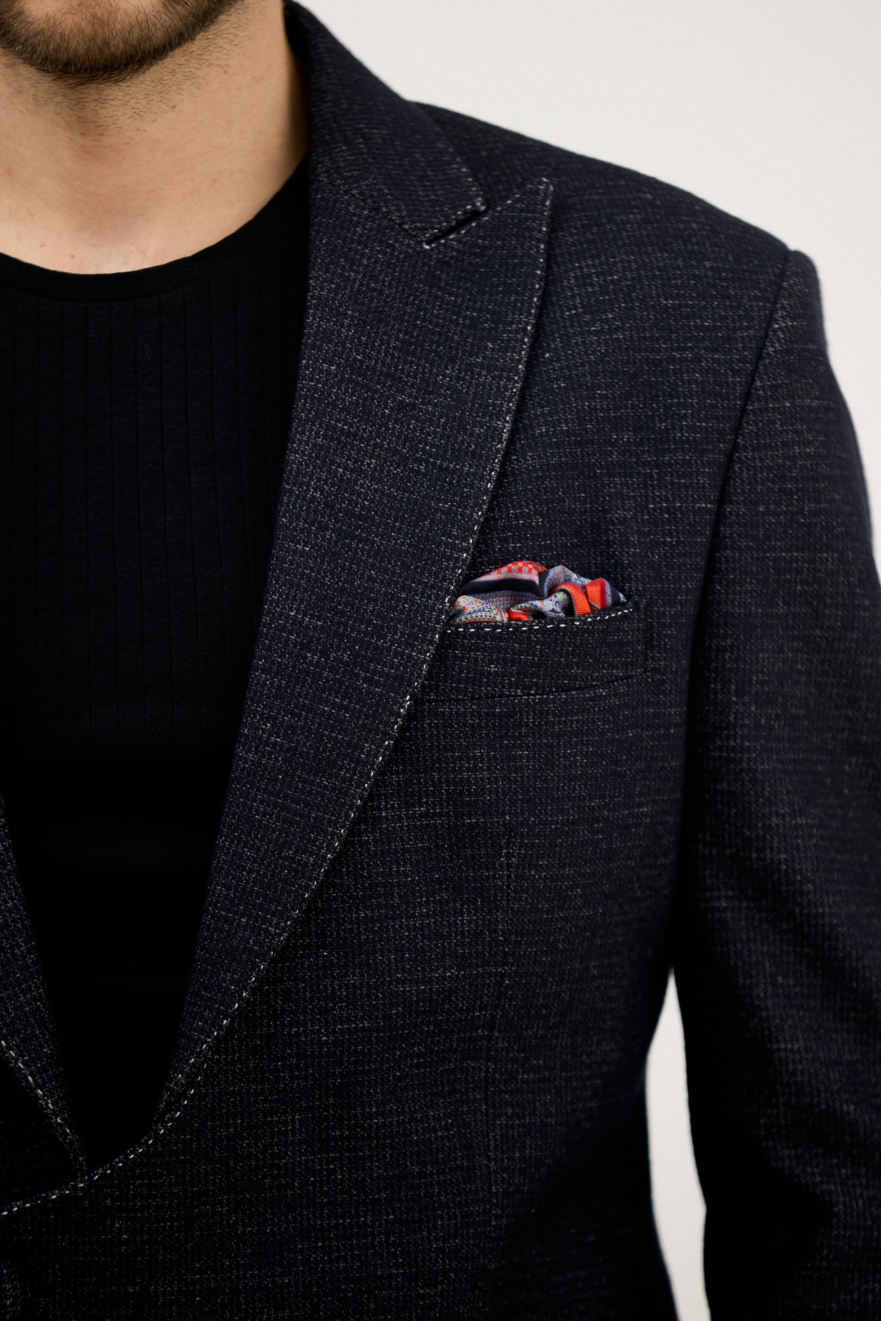 Mehfil-e-Darbar Notch Lapel with Curved Wrap-Style Blazer
