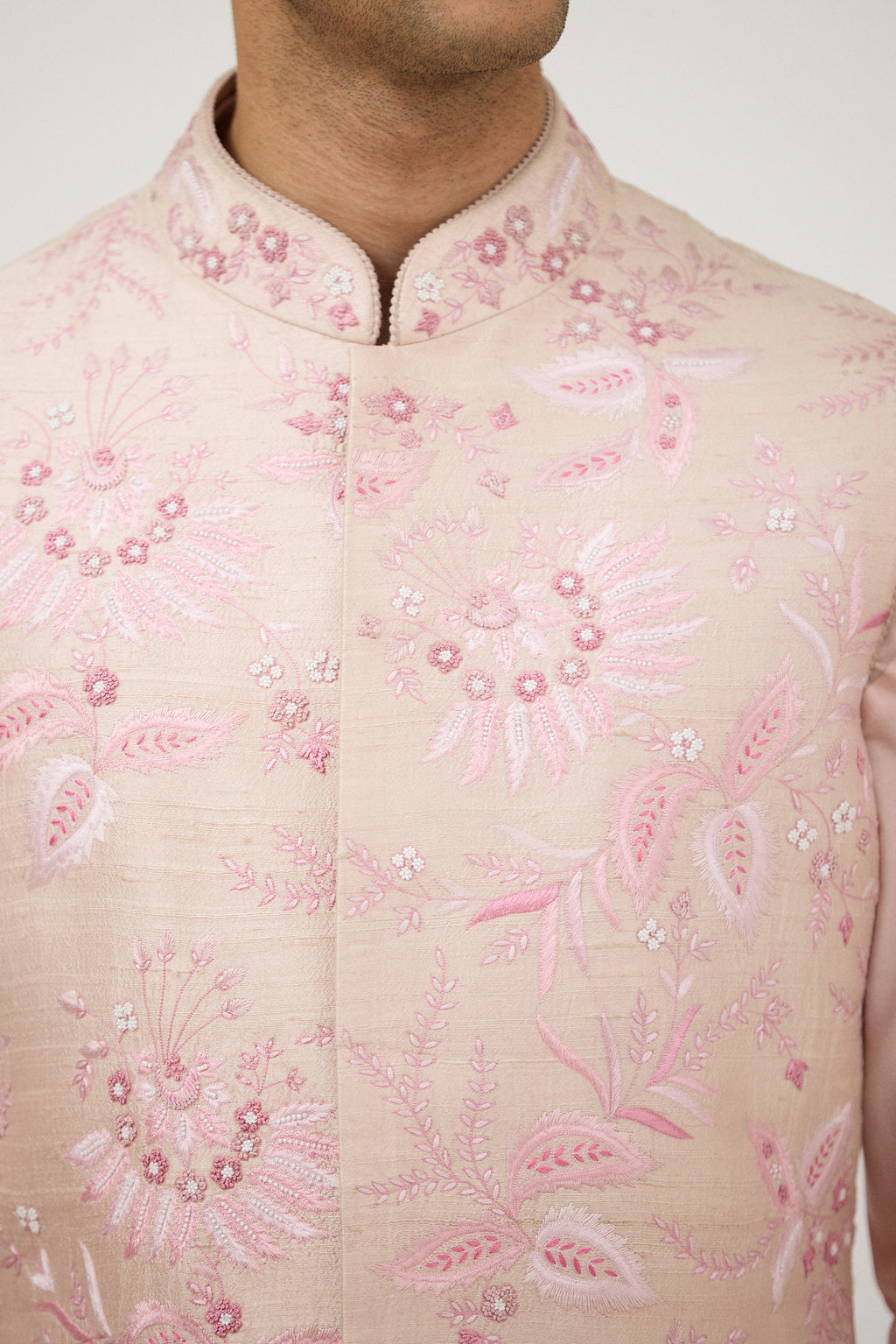 Kusumkari Silk Nehru Jacket