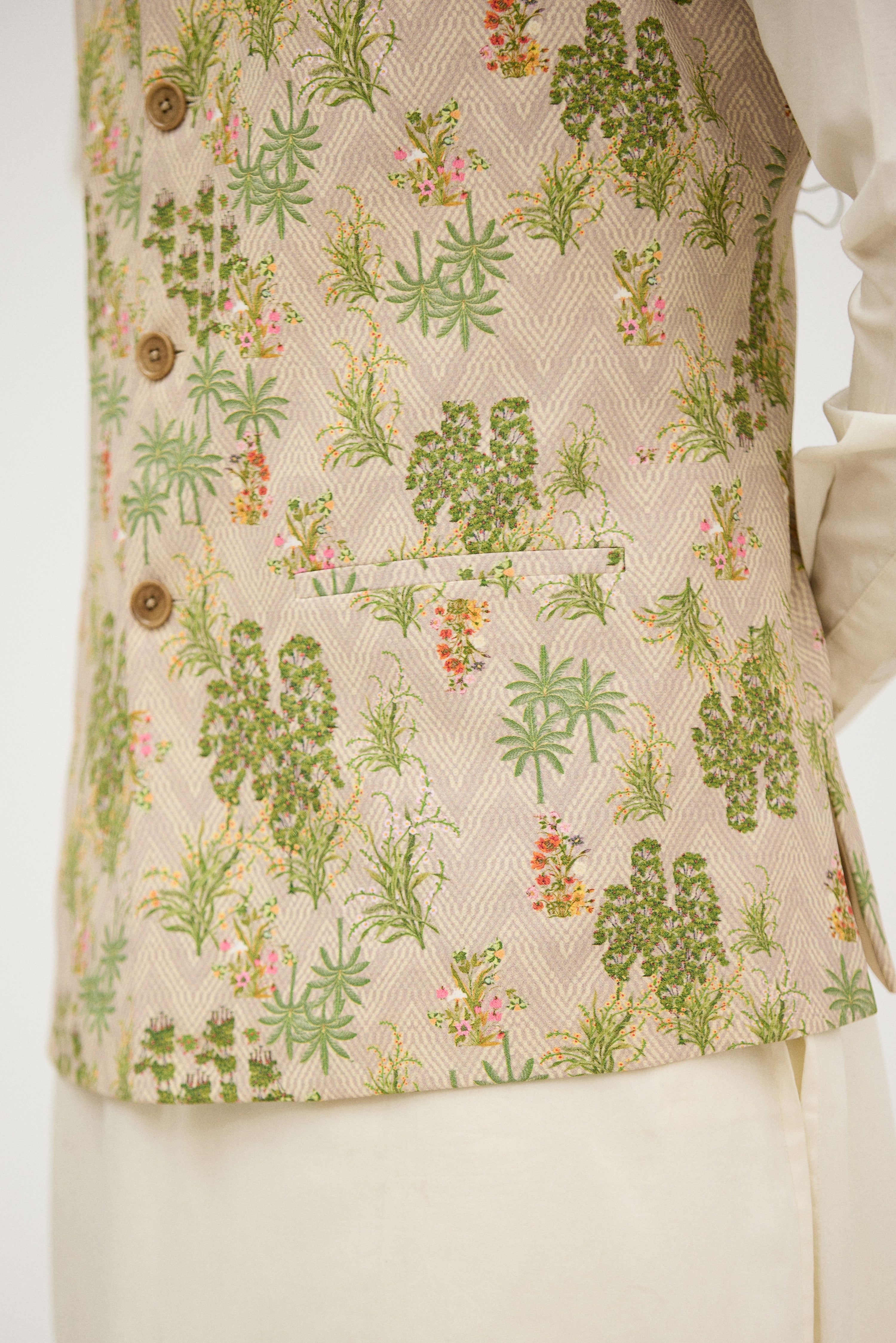 Vasanta Floral Silk Nehru Jacket