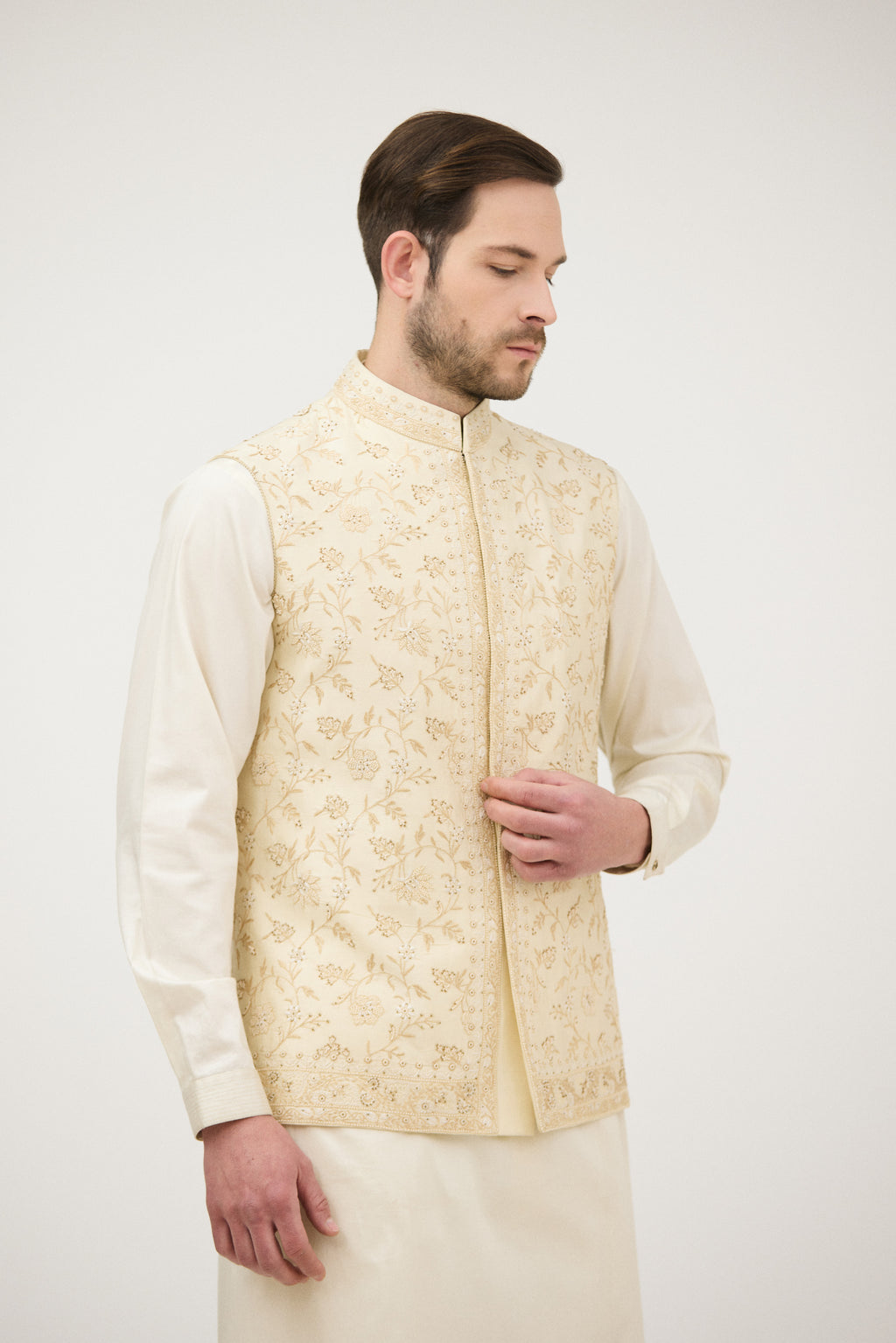 Riyal-e-Shaahi Resham Beads Nehru Jacket