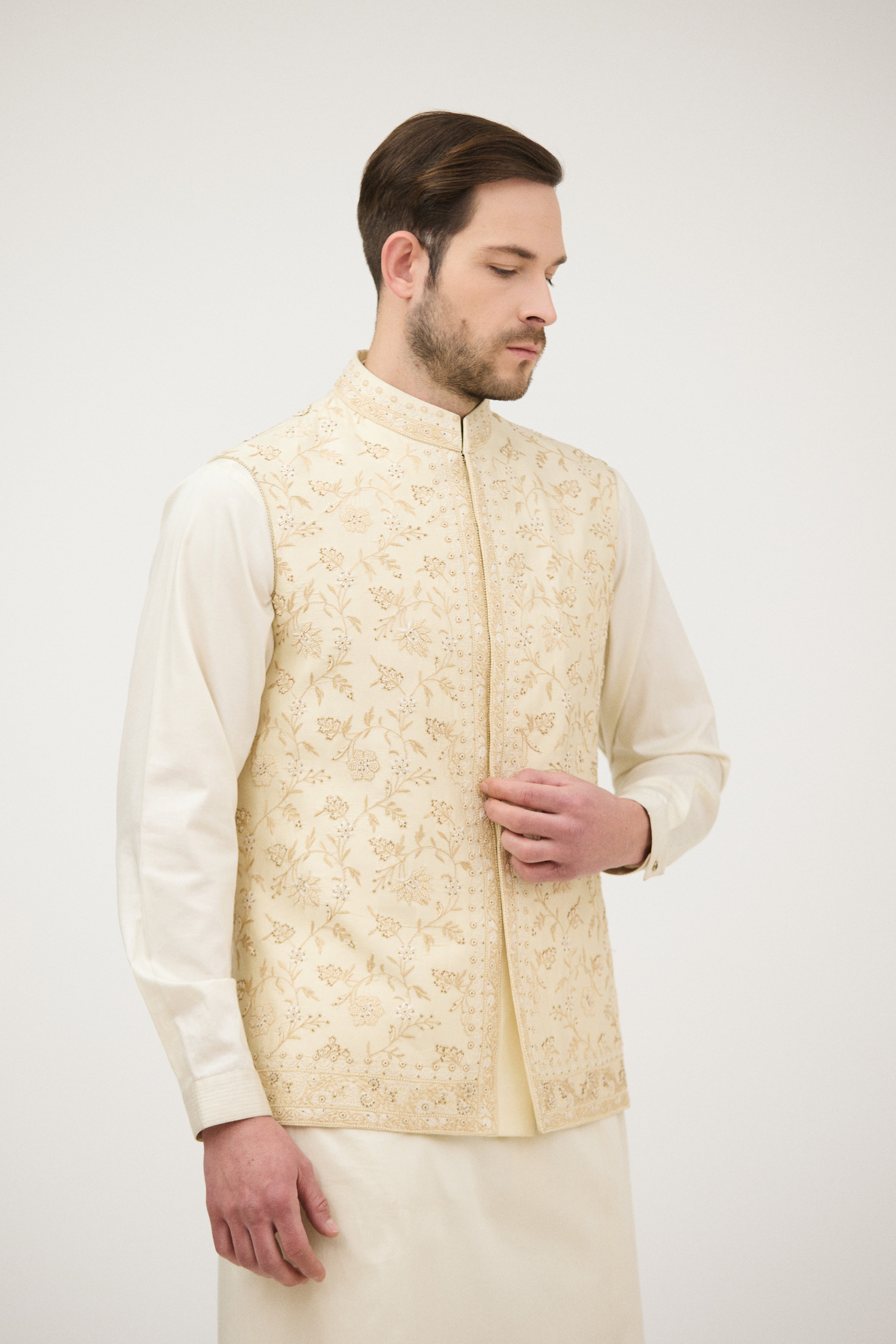 Riyal-e-Shaahi Resham Beads Nehru Jacket