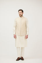 Ivory Emperial Leaf Nehru Jacket