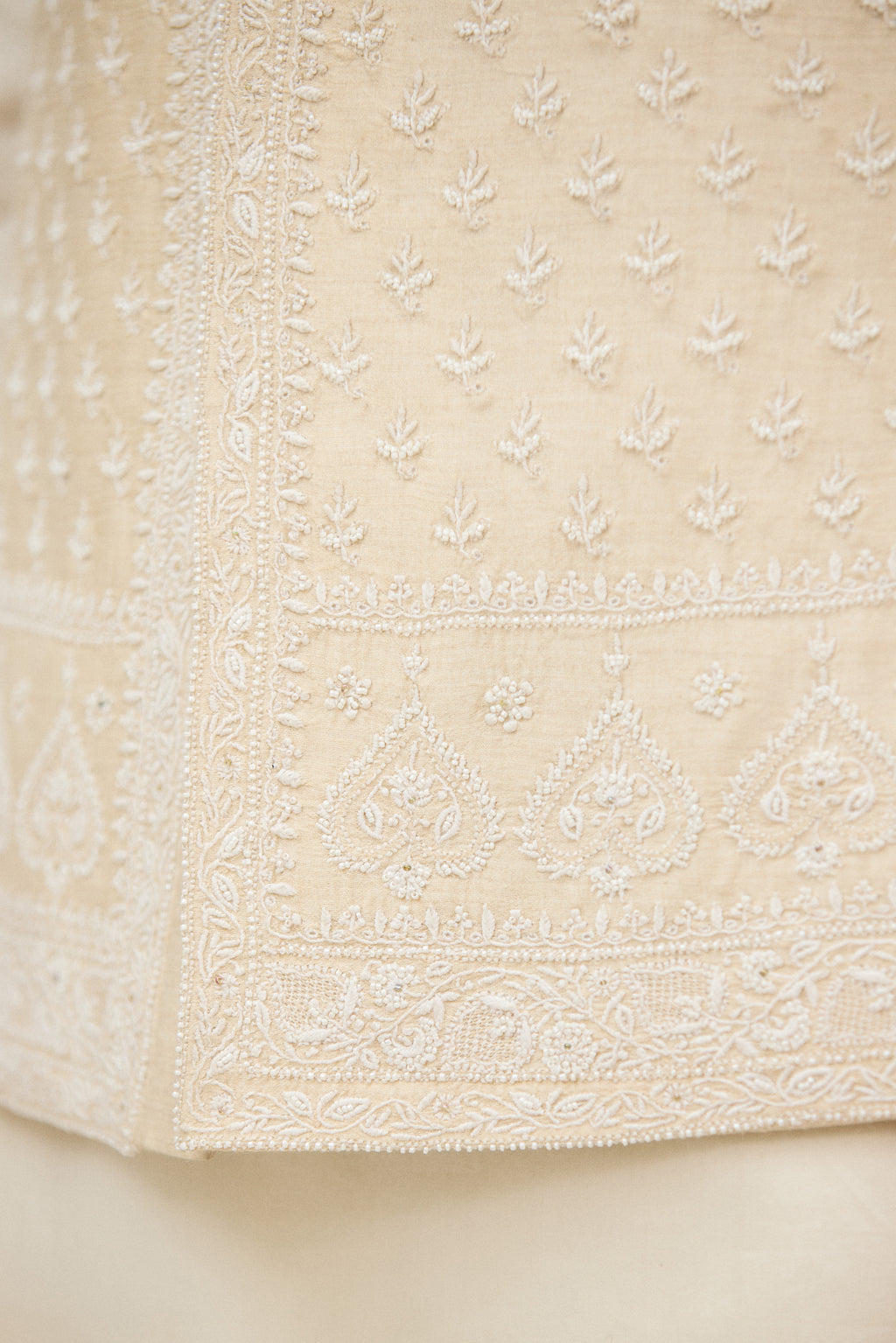 Ivory Emperial Leaf Nehru Jacket