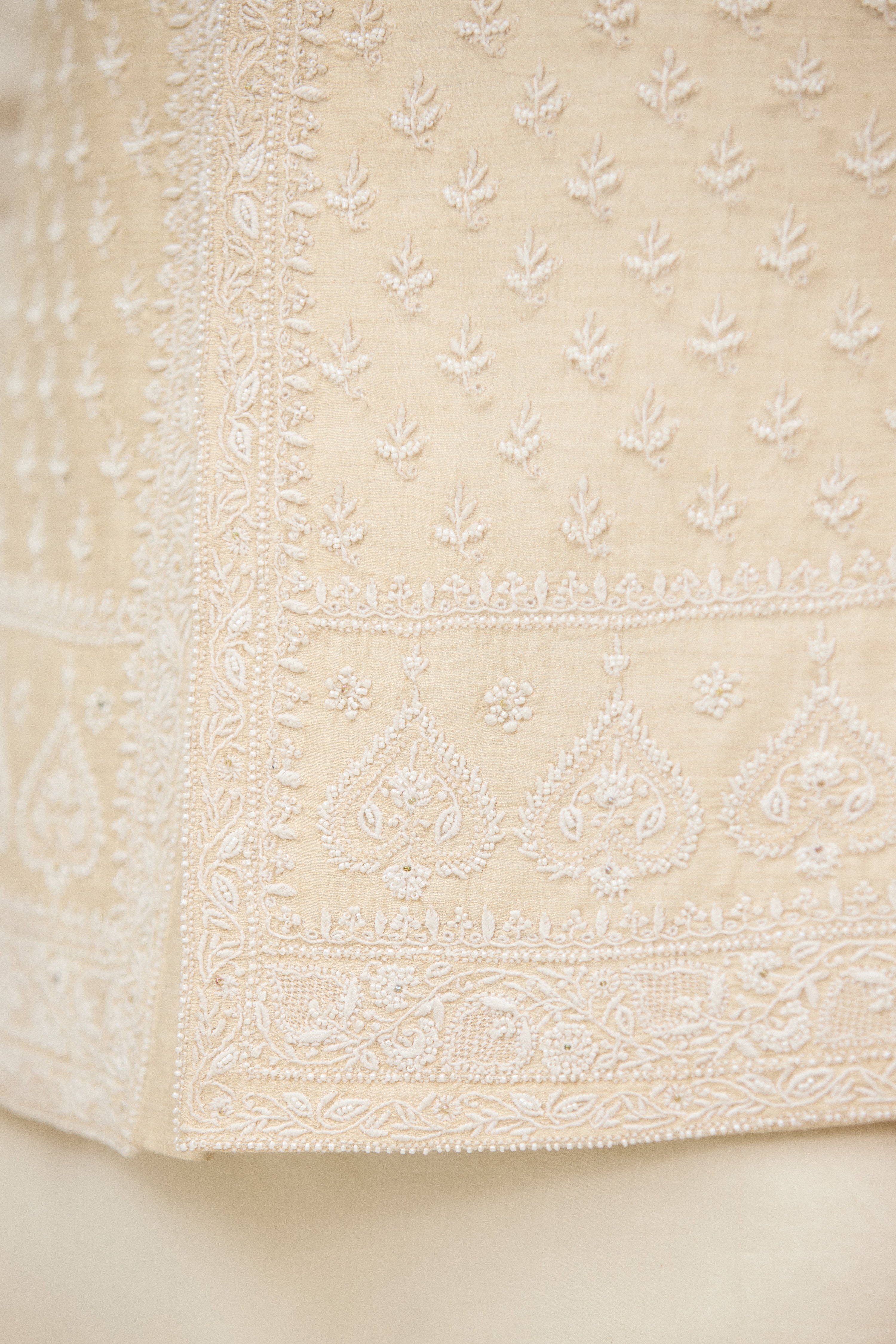 Ivory Emperial Leaf Nehru Jacket