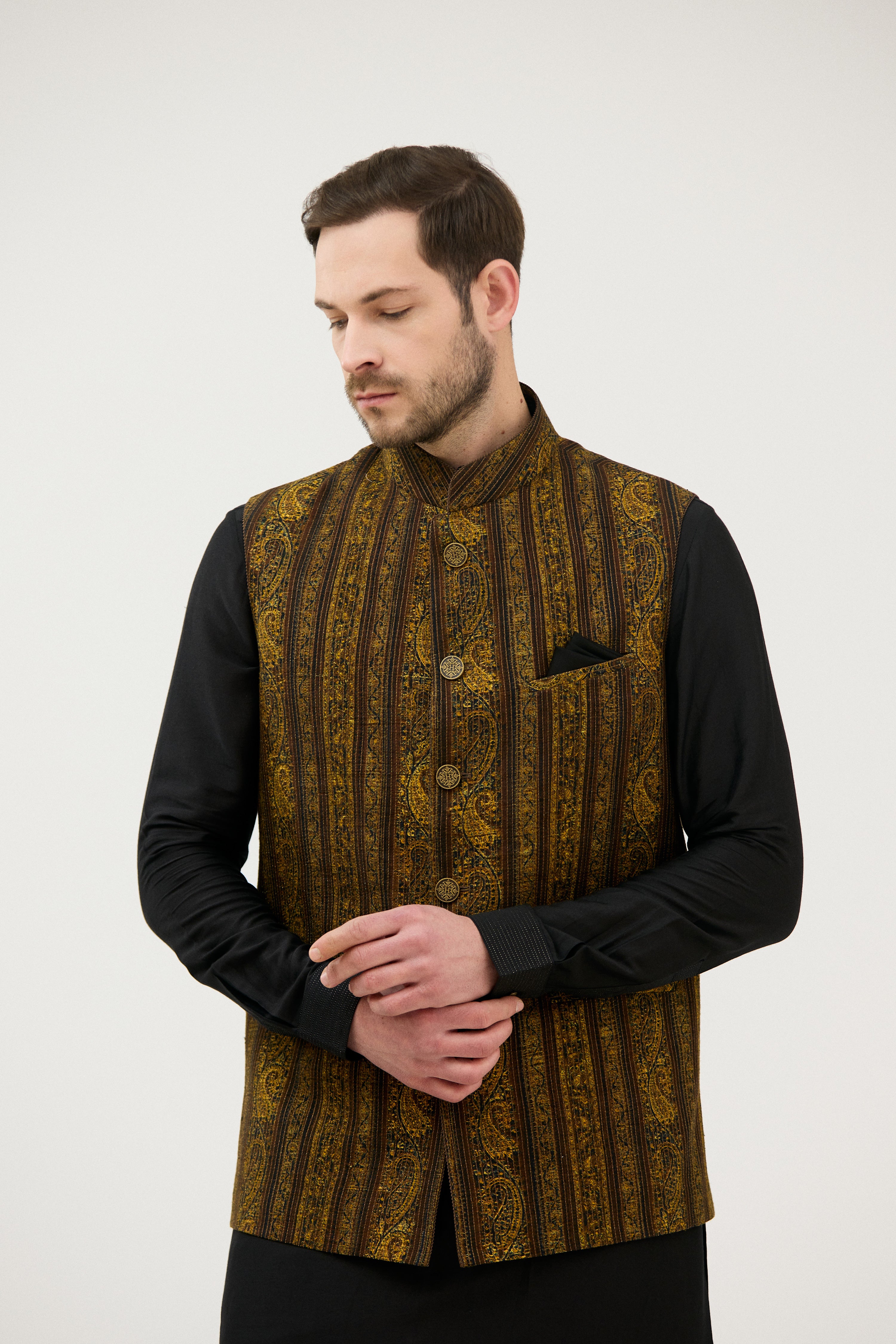 Badshahi Zar Paisley Nehru Jacket